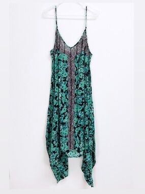 Volcom Asymmetric Chances Are Dress Womens XL Green Floral Flowy